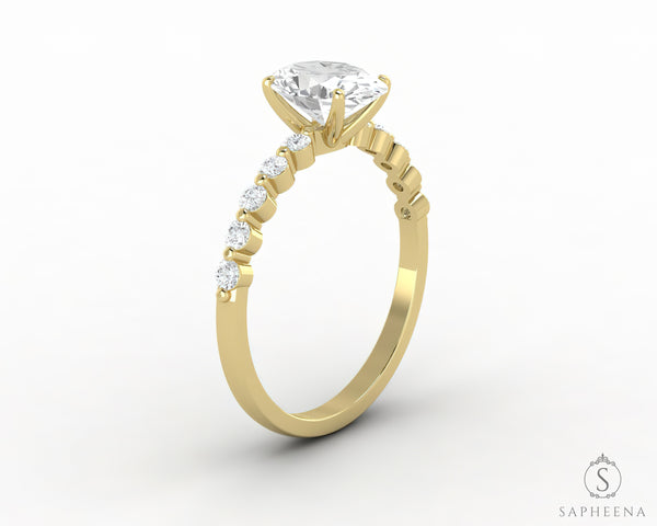 Juliet  1.5 Ct Oval Cut Moissanite Engagement Ring With Side Stones