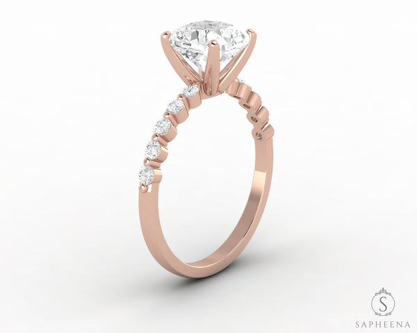 Juliet 1.5 Ct Cushion Cut Moissanite Engagement Ring With Side Stones
