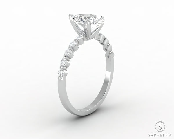 Juliet 1.5 Ct Pear Cut Moissanite Engagement Ring With Marquise Side Stones