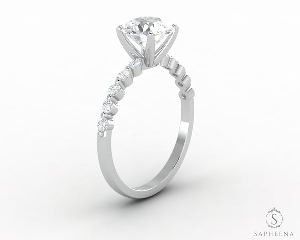 Juliet 1.0 Ct Round Cut Moissanite Engagement Ring With Marquise Side Stones