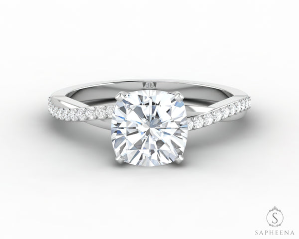 Demi 1.5 Ct Cushion Cut Engagement Ring with Side Stones