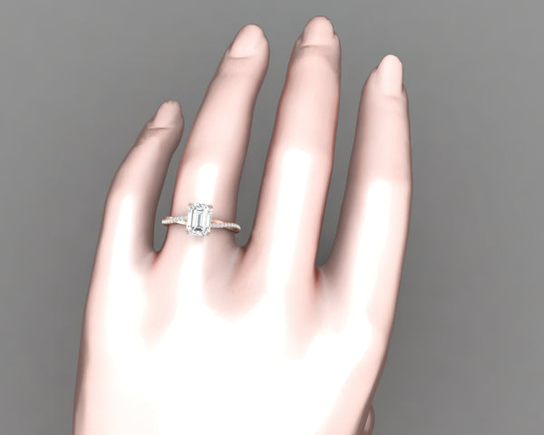 Demi 1.7 Ct Emerald Cut Engagement Ring with Side Stones