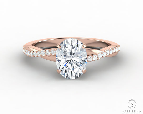 Demi 1.0 Ct Oval Cut Engagement Ring with Side Stones