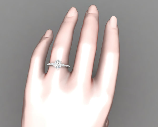 Demi 1.0 Ct Oval Cut Engagement Ring with Side Stones