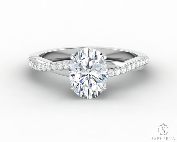 Demi 1.0 Ct Oval Cut Engagement Ring with Side Stones
