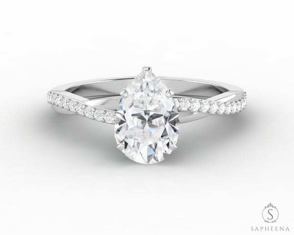 Demi 1.25 Ct Pear Cut Engagement Ring with Side Stones