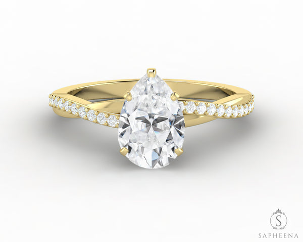 Demi 1.25 Ct Pear Cut Engagement Ring with Side Stones