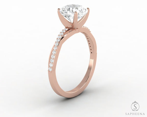 Demi 1.5 Ct Cushion Cut Engagement Ring with Side Stones