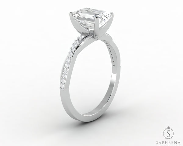 Demi 1.7 Ct Emerald Cut Engagement Ring with Side Stones