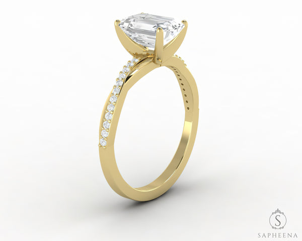 Demi 1.7 Ct Emerald Cut Engagement Ring with Side Stones