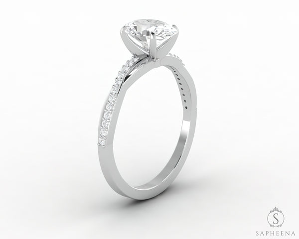 Demi 1.0 Ct Oval Cut Engagement Ring with Side Stones
