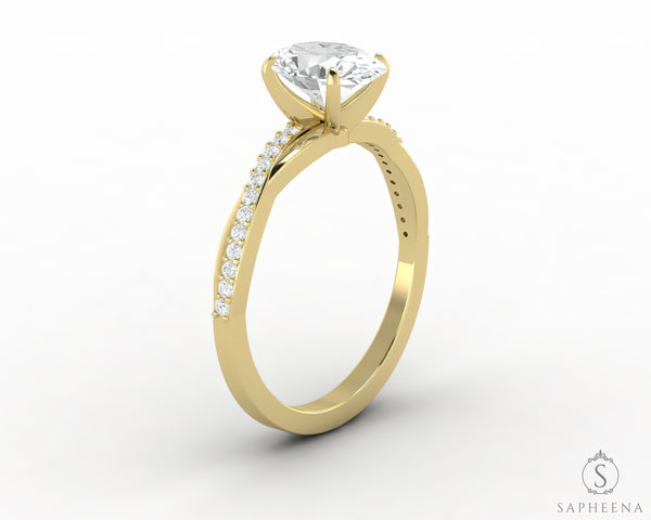 Demi 1.0 Ct Oval Cut Engagement Ring with Side Stones
