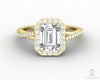 Demi 1.7 Ct Emerald Cut Halo Engagement Ring with Side Stones