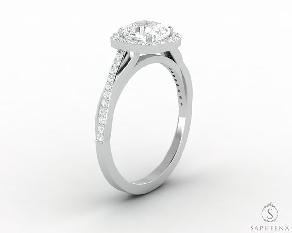 Demi 1.5 Ct Cushion Cut Halo Engagement Ring with Side Stones