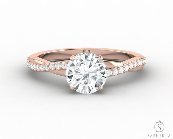 Demi 1.0 Ct Round Cut Engagement Ring with Side Stones
