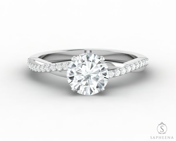 Demi 1.0 Ct Round Cut Engagement Ring with Side Stones