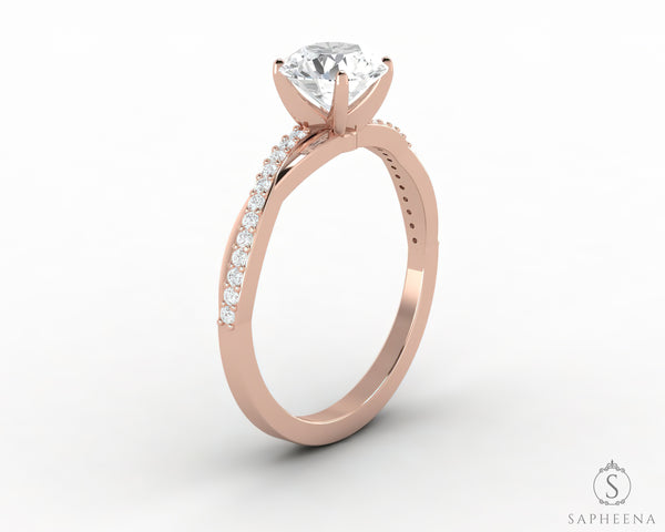 Demi 1.0 Ct Round Cut Engagement Ring with Side Stones