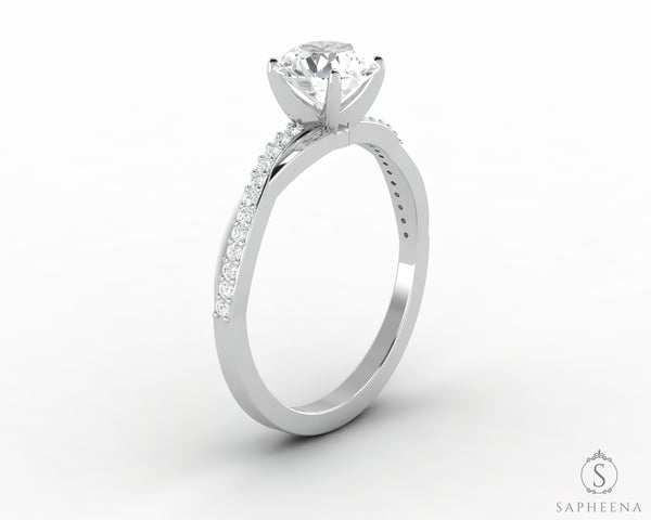 Demi 1.0 Ct Round Cut Engagement Ring with Side Stones