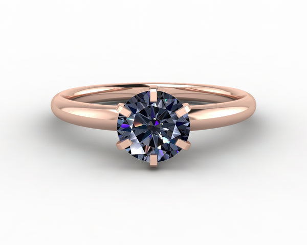 Vega 1.0 Ct Solitaire Round Cut Grey Moissanite Engagement Ring