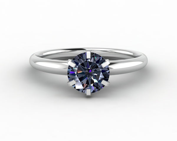 Vega 1.0 Ct Solitaire Round Cut Grey Moissanite Engagement Ring