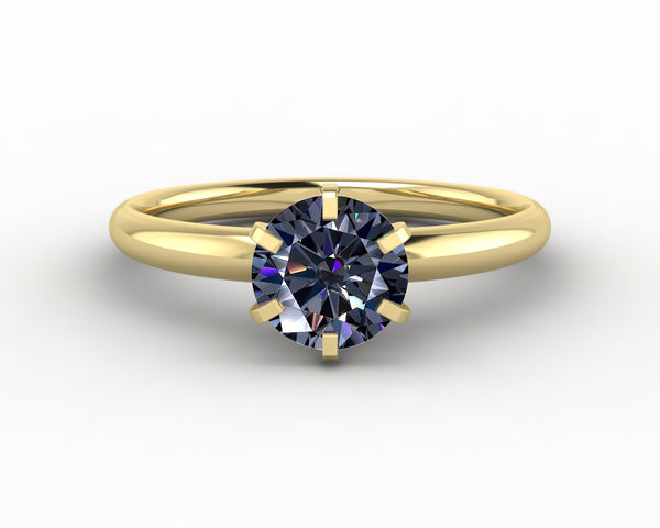 Vega 1.0 Ct Solitaire Round Cut Grey Moissanite Engagement Ring
