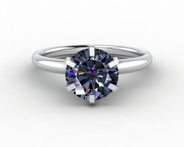 Vega 2.0 Ct Solitaire Round Cut Grey Moissanite Engagement Ring