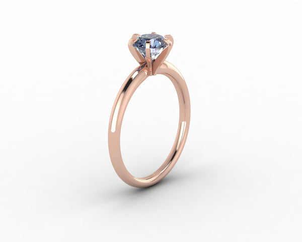 Vega 1.0 Ct Solitaire Round Cut Grey Moissanite Engagement Ring