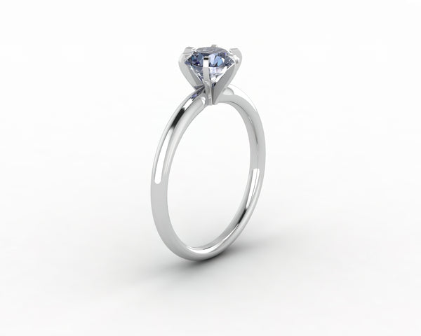 Vega 1.0 Ct Solitaire Round Cut Grey Moissanite Engagement Ring