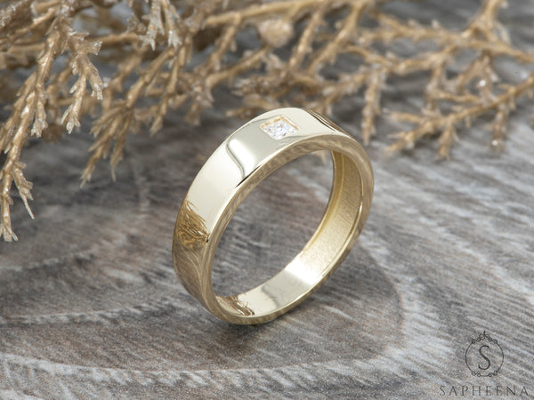 Darius Men's Princess Cut Wedding Ring