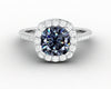 Aureola 1.5 Ct Cushion Cut Halo Grey Moissanite Engagement Ring with Side Stones