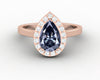Aureola 1.50 Ct Pear Cut Halo Grey Moissanite Engagement Ring