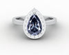 Aureola 1.50 Ct Pear Cut Halo Grey Moissanite Engagement Ring