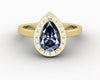 Aureola 1.50 Ct Pear Cut Halo Grey Moissanite Engagement Ring