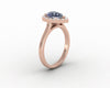 Aureola 1.50 Ct Pear Cut Halo Grey Moissanite Engagement Ring