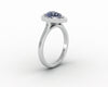Aureola 1.50 Ct Pear Cut Halo Grey Moissanite Engagement Ring