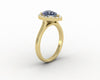 Aureola 1.50 Ct Pear Cut Halo Grey Moissanite Engagement Ring